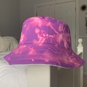 Bleach dyed purple/pink bucket hat